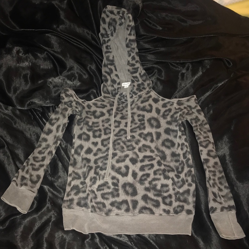 free gift * Size XS-S Grey black hoodie with jaguar print